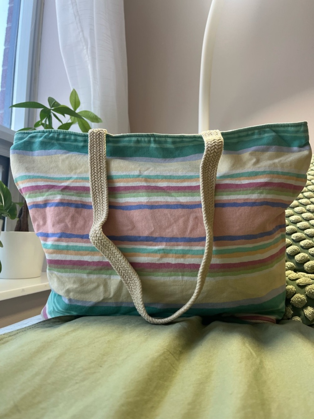Cotton Stripe Tote Bag in Multicolor